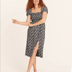 Short-sleeve smocked dress in starry swirl